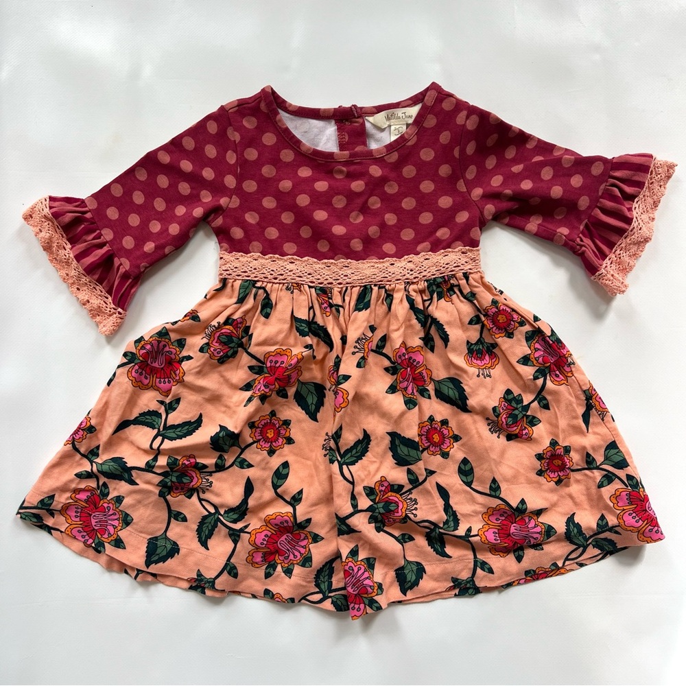 Matilda Jane Burgundy and Peach Floral Dress
